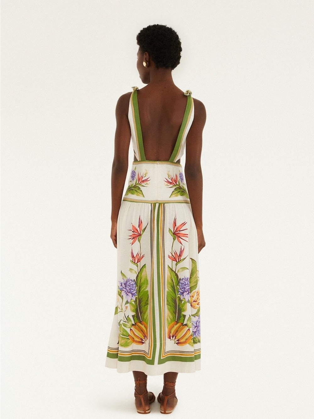NWT FARM Rio Sand Tropical Scarf Cutout Linen Maxi Dress Sizes M/L - Picture 11 of 12
